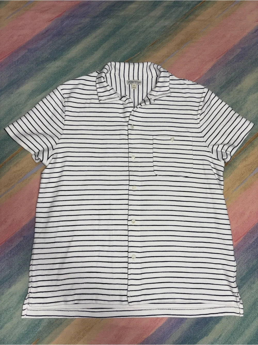 J.CREW Short-Sleeve Beach Terry Camp-Collar Shirt size XL